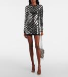 Мини-платье из джерси с заклепками Rabanne, черный - фото 2