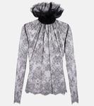 Кружевной топ McQueen, черный - фото