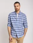 Рубашка U.S. Polo Assn Long Sleeve Stretch Plaid Poplin, синий - фото