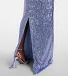 Платье с драпировкой и декором Erdem, Artist's Blue - фото 6