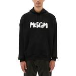 Худи с принтом логотипа на шнурке MSGM, черный - фото 5