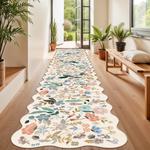 Ковровая дорожка с фестоном Hy Hao Yun Lai Floral для кухни, 82х366 см, кремовый/цветочный - фото 4