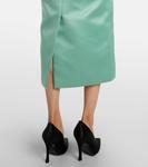 Цветочное платье миди из сатина Duchess с поясом Erdem, Mint - фото 6