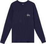 Лонгслив Stussy Basic Long-Sleeve Tee 'Navy', синий - фото