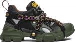Кроссовки Gucci Wmns Flashtrek Crystals Green, зеленый - фото
