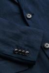 Пиджак H&M Slim Fit Linen, тёмно-синий - фото 3