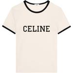 Футболка с принтом логотипа CELINE, бежевый - фото