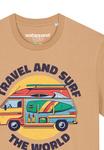 Футболка с принтом TRAVEL AND SURF watapparel, бежевый - фото 2