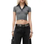 Обрезанная ребристая поло Alexander Wang, серый - фото 3