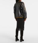 Кожаная университетская куртка Prada, Nero - фото 3