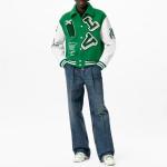 Куртка-джерси мужская Louis Vuitton Varsity Leather, зеленый / белый - фото 3