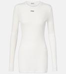 Мини-платье из хлопкового джерси Miu Miu, белый - фото