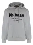 Хлопковое худи с контрастным логотипом Alexander Mcqueen, серый - фото