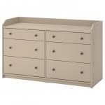 Комод с 6 ящиками, бежевый, 138x46x84 см IKEA Hauga - фото