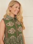 Платье-рубашка без рукавов с листовым принтом Yumi, Green/Multi - фото 3