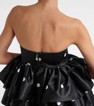 Атласное мини-платье с рюшами Rotate, 1000 Black Comb - фото 6