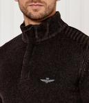 Свитер мужской Aeronautica Militare вязаный с логотипом, коричневый - фото 4