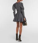 Мини-юбка в рубчик из смесовой шерсти ALAÏA, серый - фото 3