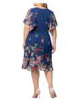 Платье коктейльное Plus Size Breezy Border Print Kiyonna, синий - фото 2
