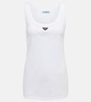 Хлопковая майка с логотипом Prada, белый - фото