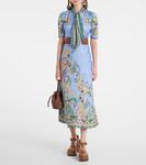 Платье миди из атласа с узором пейсли Etro, Print On Blue Base - фото 2