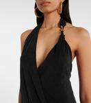 Облегающее мини-платье-бюстье из джерси Balmain, Gris Fonce/Or - фото 4