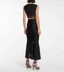 Юбка миди со шнуровкой и сетчатыми вставками ALAÏA, черный - фото 3