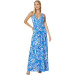 Платье Lilly Pulitzer Serena V-Neck Maxi Dress, цвет Blue Tang Flocking Fabulous Engineered Knit Dress - фото 3