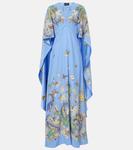 Шелковое платье с цветочным узором пейсли Etro, Print On Blue Base - фото