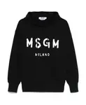 Худи с принтом логотипа и матовой поверхностью Msgm, черный - фото