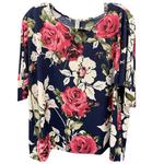 Женский цветочный топ в темно-синем цвете Honeyme - фото