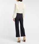 Укороченные расклешенные шерстяные брюки с высокой посадкой Chloé, синий - фото 3