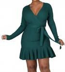 Спокойное платье с V-образным вырезом в зеленом цвете JBLA - фото