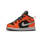 Кроссовки Jordan 1 Mid Black Orange Light Bone - фото