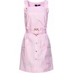 Платье с пуговицами и поясом PINKO, розовый - фото