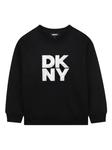 Dkny Kids толстовка с логотипом, черный - фото