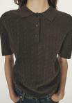 Поло Massimo Dutti SHORT SLEEVE , Mottled Dark Brown - фото 4