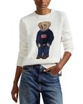 Свитер с медведем Polo Bear и флагом Ralph Lauren, белый - фото