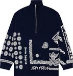 Пуловер Palm Angels Jacquard Bandana Half Zip Pullover 'Blue/White', синий - фото 2