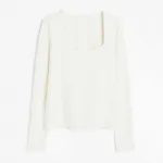 Лонгслив H&M Jersey, кремовый - фото