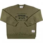 Свитшот Supreme x WTAPS Crewneck, оливковый - фото