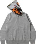 Худи BAPE Milo Shark Full Zip Hoodie 'Grey', серый - фото 4
