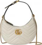 Сумка Gucci GG Marmont Half-Moon-Shaped Mini Bag Mystic White, белый - фото 2
