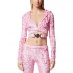 Велюровая укороченная худи VERSACE, розовый - фото 4