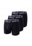Трусы-Боксеры Trunk style 01/c basic cuff logo в упаковке по 3 шт. Replay, черный - фото