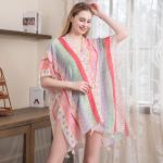 Цветочный кимоно-пончо TRUEDAMES, коралловый - фото