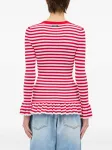 Полосатый свитер с оборками MSGM, красный - фото 4