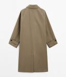 Тренч Massimo Dutti Oversize With Check Lining, хаки - фото 2