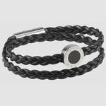 Мужской кожаный браслет Bvlgari - фото