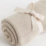 Плед H&M Home Moss-stitched Cotton, светло-бежевый - фото 4